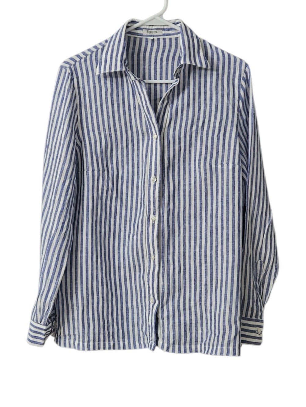 Raphael Positano 100% Linen Striped Button Up Shirt Women's XL Made in Italy